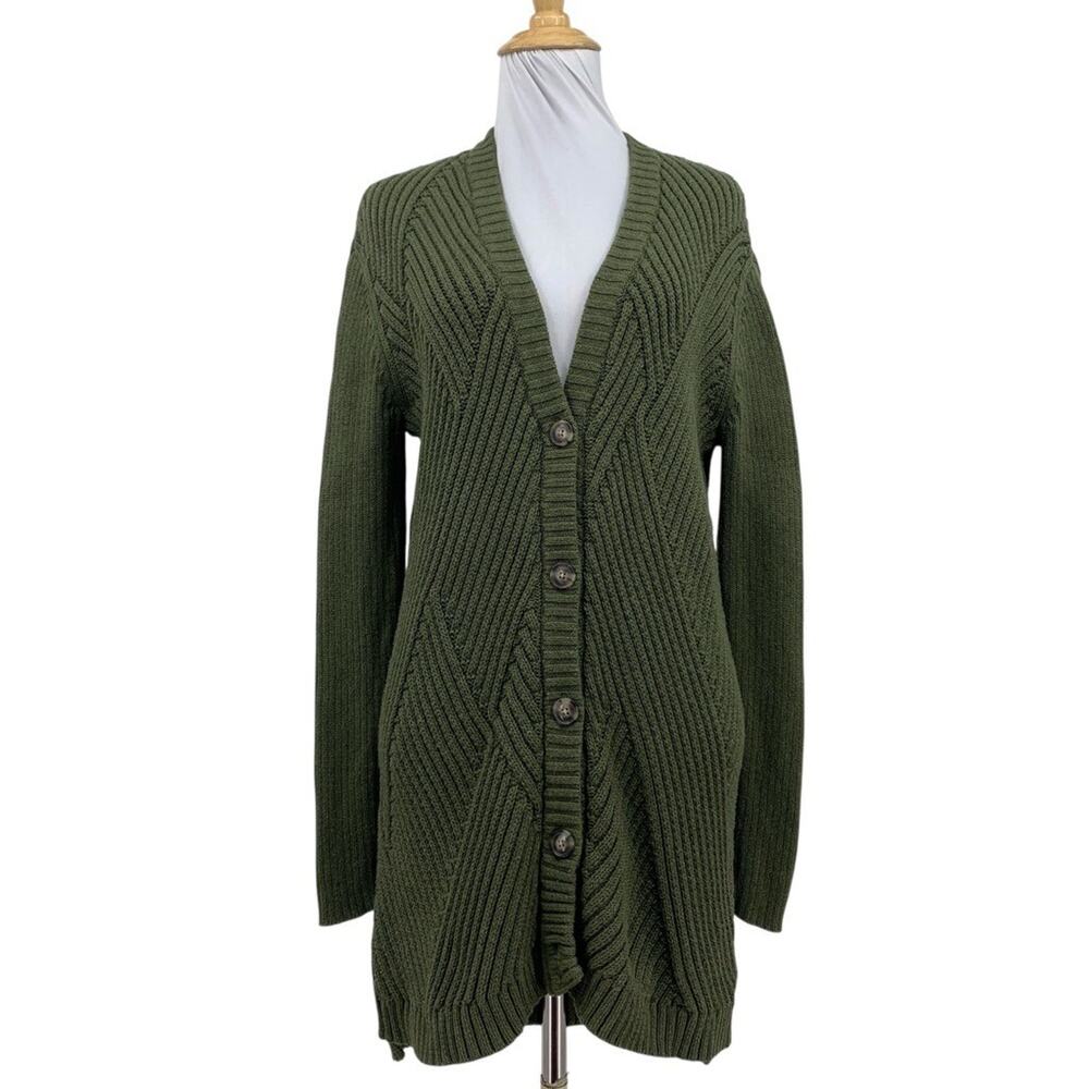 Cabi Cardigan Women XS Extra Small Forest Aerial Ribbed Heavy Knit Tunic Sweater